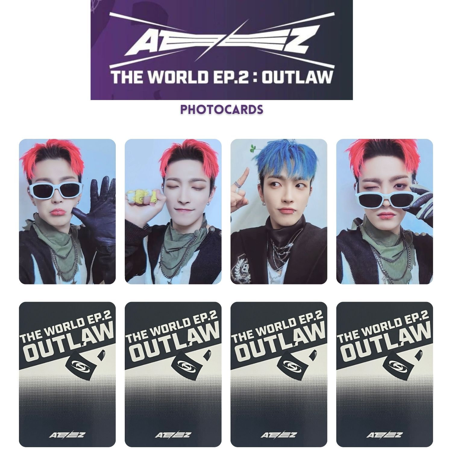 Ateez " The World EP.2 : Outlaw " Photocards (PC) Template - Digital Download - Ateez Outlaw PC Set - Ateez Photocards (32 pcs)