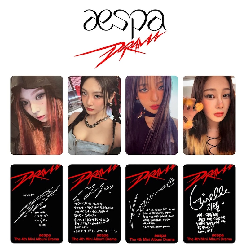 Aespa Drama All Member PC Template 20 Pcs Back and Front Photocard