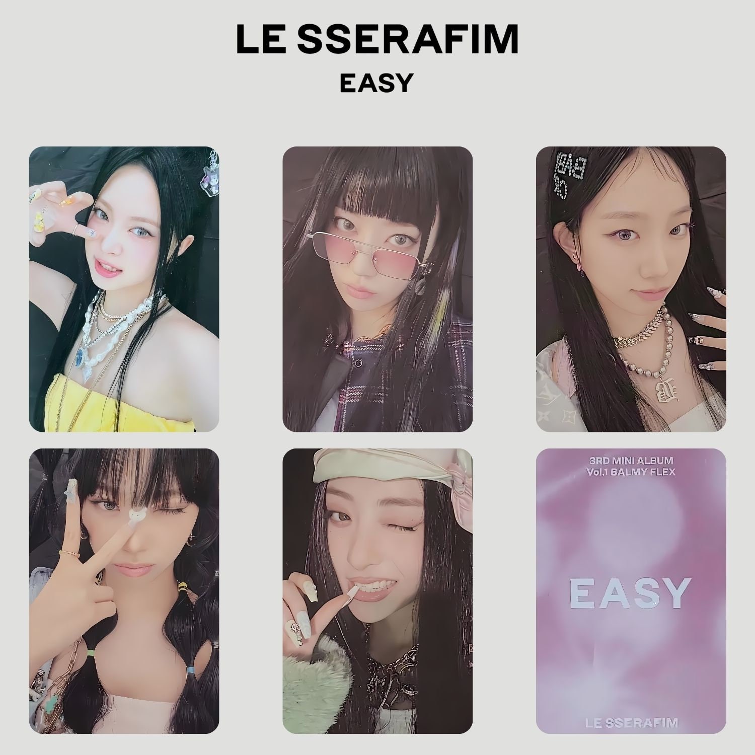 Le Sserafim '' Easy '' Photocard Set All Member PC Template Digital Le Sserafim '' Easy '' Photocard Set All Member PC Template Digital