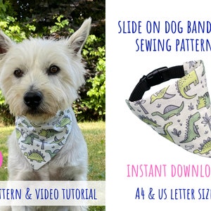 Dog Bandana Sewing Pattern with Video Tutorial | Over the Collar Bandana | 5 Sizes | PDF Sewing Pattern | Instant Download
