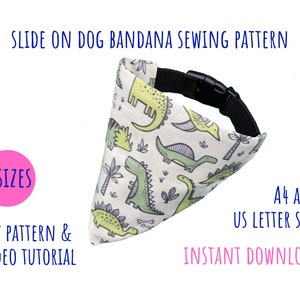 Dog Bandana Sewing Pattern & Video Tutorial | Over the Collar Dog Bandana | 5 Sizes | PDF Sewing Pattern | Instant Download