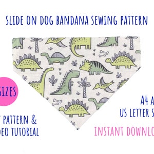 Sewing Pattern Dog Bandana & Video Tutorial | Over the Collar Bandana | 5 Sizes | PDF Sewing Pattern | Instant Download