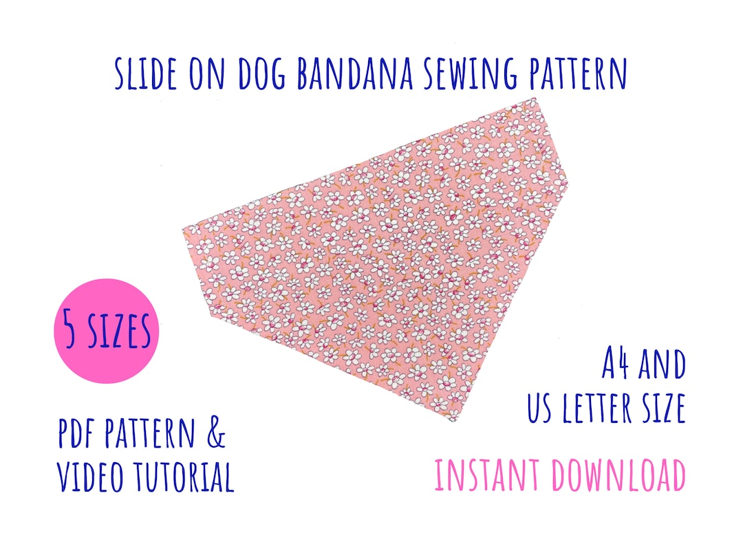 Sewing Pattern Dog Bandana & Video Tutorial Over the Collar Bandana