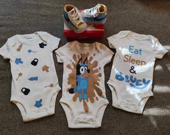 Custom Bluey Nike Sneakers & Onesies, Handmade 1st Birthday Set