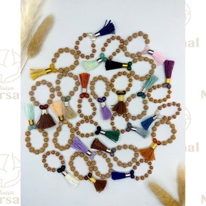 Customisable 10 beads Mini Turbah Khak-e-Shifa Tasbeeh Misbah With Natural Gemstones Keyring