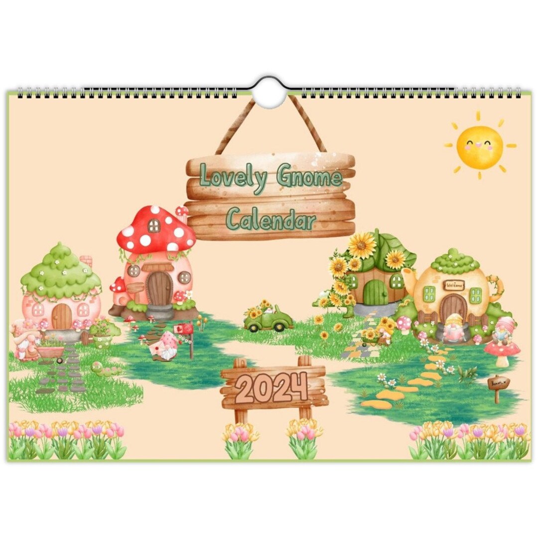 Gnome Wall Calendar 2024 Leprechaun Annual Calendar Annual Etsy