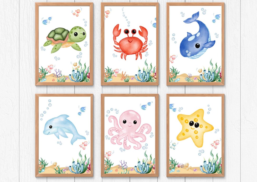 Sea Creatures Printable Posters Nautical Baby Room - Etsy