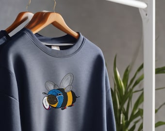 RugBee Unisex Crewneck Sweatshirt, Rugby Fan Jumper, Rugby, Scrum Hat, Bee Illustration, Jumper