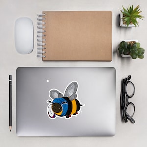 RugBee Stickers, Rugby Sticker, Bee Sticker, Hand drawn sticker