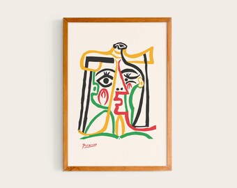 Pablo Picasso Portrait de Jacqueline au Chapeau de Paille | Picasso Print, Picasso Exhibition poster, Picasso Wall Art, Picasso Portrait