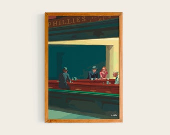 Affiche Nighthawks Edward Hopper Haute Résolution Papier Mat Premium Vintage