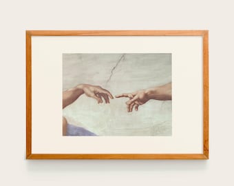 Michelangelo Buonarroti, Handen van God en Adam, 1511 | Tentoonstelling poster kunst aan de muur print schilderij Fresco Fine Art interieurdecoratie