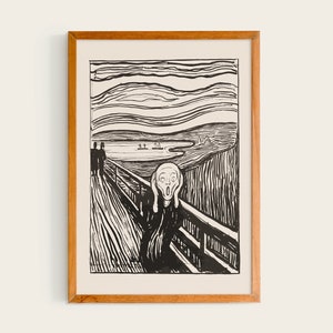 Edvard Munch, The Scream, B&W, 1893 | Exhibition Poster Wall Art Print Abstract Drawing Painting Minimalist Fine Art Home Interior Decor