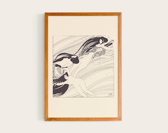 グスタフ・クリムト「魚の血」プリント、魚の血のアートポスター、白黒