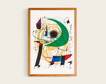 Joan Miró, La Lune Verte, 1972 | Miro Exhibition Poster, Joan Miro Wall Art Print, Miro Famous Painting, Home Interior Decor Gift Green Moon
