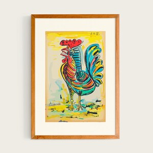 Pablo Picasso, Rooster. Watercolor and charcoal. | Colorful Painting Art
