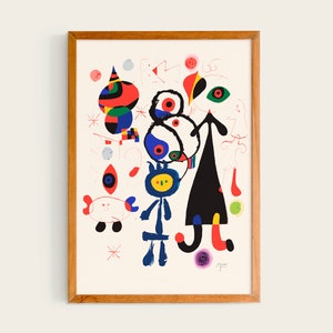 Joan Miró, figures abstraites | Affiche de l'exposition Miro, impression d'art mural Joan Miro, tableau célèbre de Miro, décoration d'intérieur maison cadeau oeuvre d'art