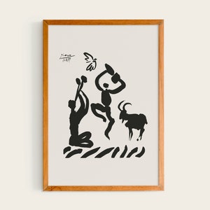 Pablo Picasso Joueur de flûte et faune 1959 | Picasso Print, Picasso Exhibition print, Pablo Picasso poster, Picasso Wall Art, Pablo Picasso