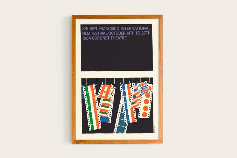 The image is a framed poster for the 8th San Francisco International Film Festival, which took place from October 14th to 27th, 1964 at the Coronet Theatre.