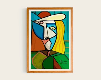 Pablo Picasso, The Woman | Exhibition Poster, Woman Portrait Cubism Wall Art Print Minimal Art Home Interior Decor, Picasso Poster Print