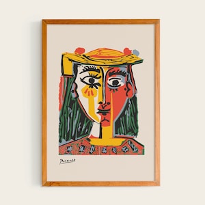 Pablo Picasso Portrait of a Woman with a Hat 1962 | Picasso Print, Picasso Exhibition print, Pablo Picasso poster, Picasso Wall Art