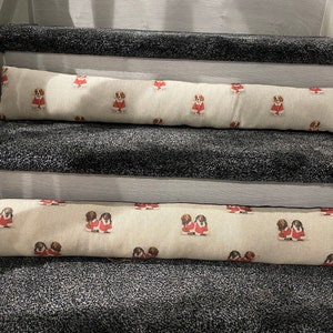 Christmas dog draught excluder, draught excluder, linen draft excluders with suede velvet backing, custom made,draft excluder, door cushions