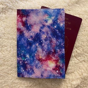 purple galaxy passport cover, travel accessory, travel gift, passport case, handmade fabric passport cover, passport holder