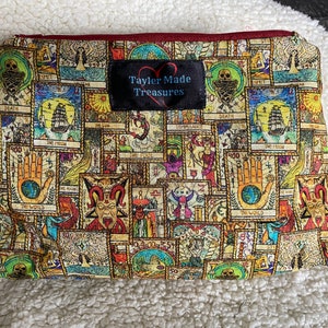Trousse zippée maquillage carte tarot, trousse accessoires, trousse de toilette, trousse à pharmacie, trousse de maquillage de voyage sorcière, trousse de maquillage magique, trousse de toilette, gothique