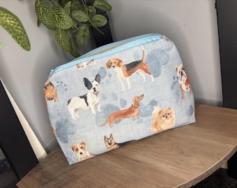 Neceser con cremallera estampado de varios perros, neceser para maquillaje, accesorios, bolsa de aseo, botiquín, neceser de viaje, estuche de cosméticos, bolsa de aseo, artículos esenciales para perros