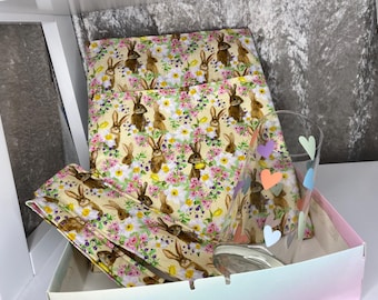 Conjunto de presente com capa para livro de coelho, capa acolchoada para livros de bolso e capa dura, bolso para iPad, presente para leitores, capa acolchoada para Kindle, capa acolchoada