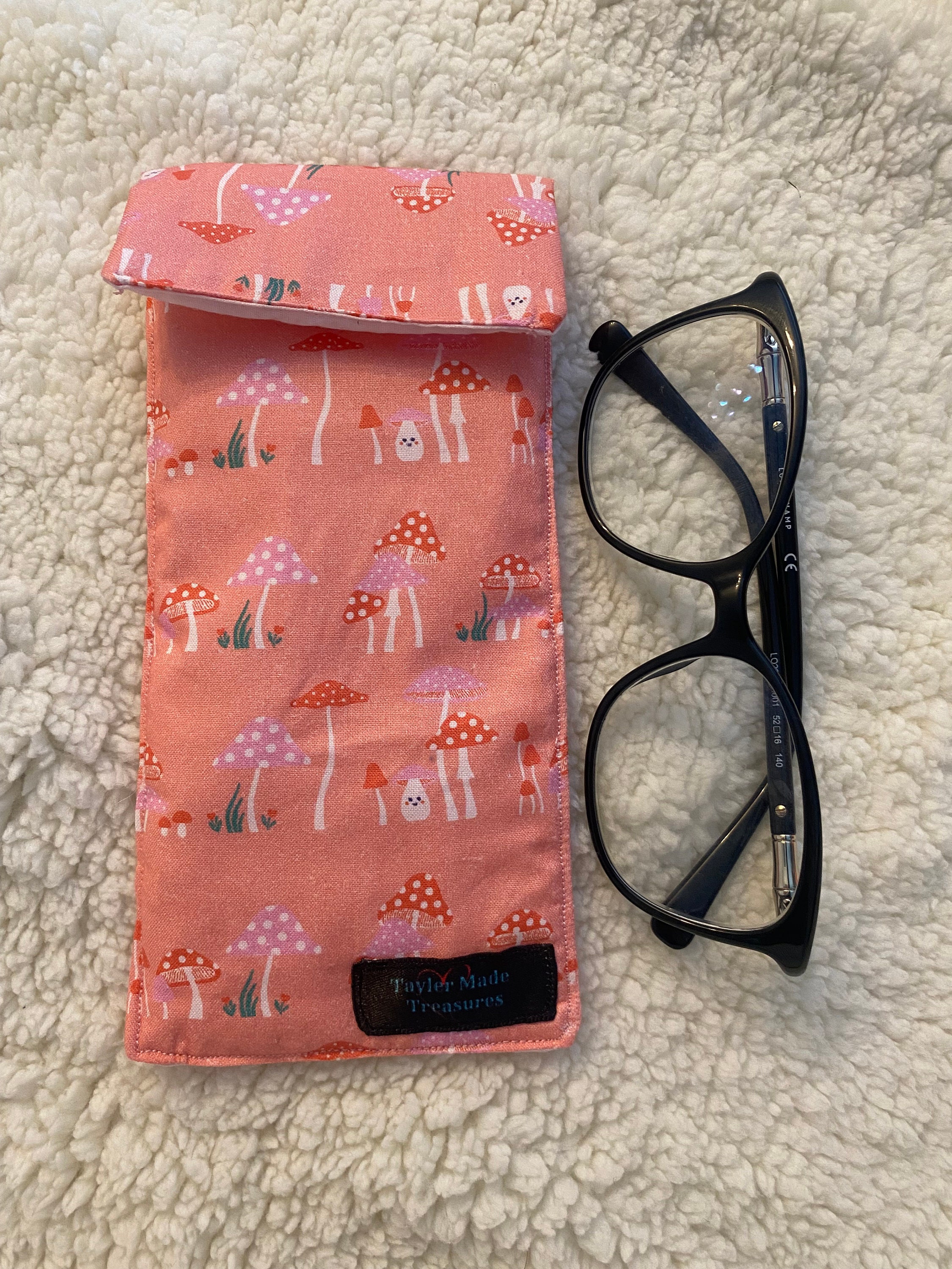 Pink Glass Case Pink Mushroom Glasses Case, Soft Padded Glasses Case, Reading Glasses ...