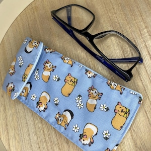 Guinea pig glasses case, soft padded glasses case, reading glasses pouch, spectacles case, fabric glasses case, eyeglasses case, kids