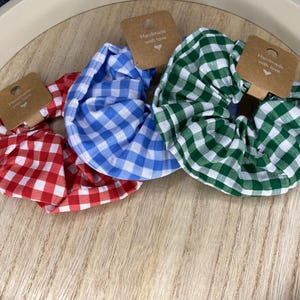 School gingham scrunchie/large hair accessory/multicoloured scrunchie/handmade/gift for/hair tie/hair accessory, school accessory for girls