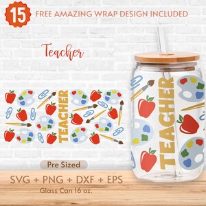 16oz Teacher Libbey Glass Can Svg, Teacher Fuel, Teacher Life, Back to ...