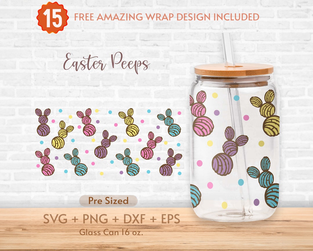 16oz Easter Peeps Libbey Glass Can Svg, Rabbit Peeps, Pan Dulce, Easter ...