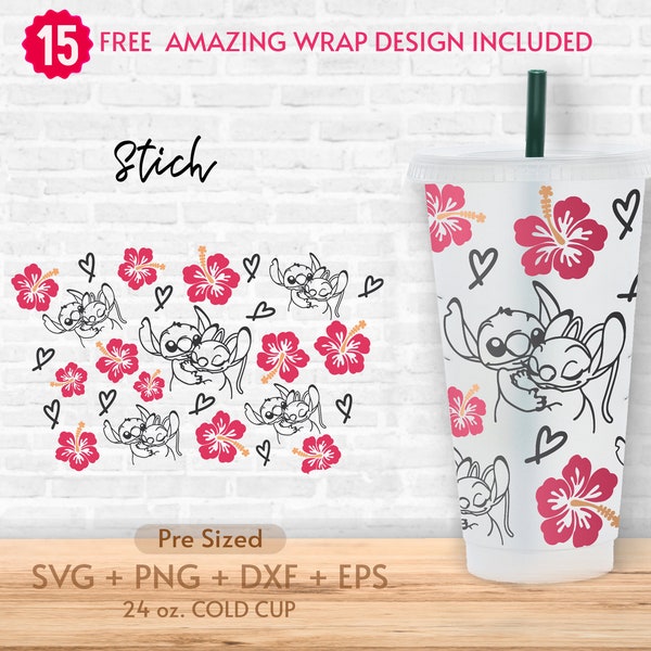 Hibiscus tropical 24 oz sans trou café tasse froide Svg, point, fleur d'Hawaï svg, Svg Venti, pré-dimensionné tasse froide, fichiers de coupe Cricut