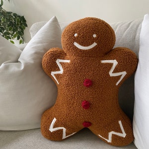 Gingerbread Man Christmas Pillow Decoration Gingerbread Man Sherpa Pillow For Christmas Gift