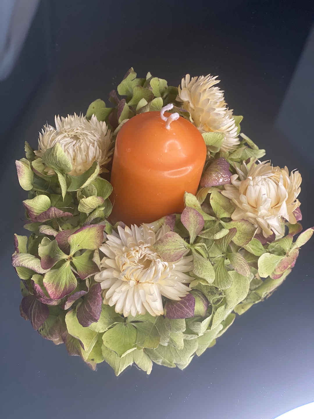 Decorative Floral Candle Table Runner With Dried Flowers Etsy