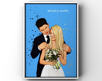 Wedding illustration, Custom wedding portrait From Photo, Custom Couple Portrait Watercolor, Painting From Photo, Custom Family Portrait