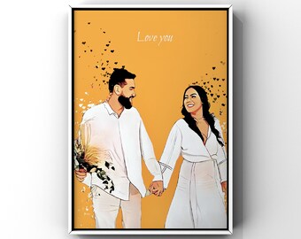 Custom Wedding Portrait, Wedding Painting, Personalize Wedding Print, Wedding Gift, Anniversary Gift, Memory gift Custom Portrait from photo