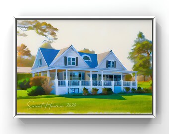 house portrait, house painting, home painting, home portrait, custom painting, watercolor home painting, custom painting, our first home