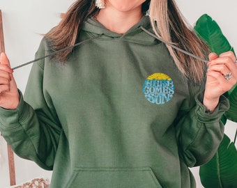 Here Comes The Sun Sweatshirt, Summer Sweatshirt, Sunset Summer Hoodie,Beach Hoodie,Gift for Her,Girlfriend Gift,Summer Gift,Sun Sweatshirt