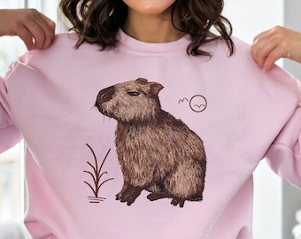 Capybara Sweatshirt, Rodent Sweatshirt, Cottagecore Sweatshirt, Funny Capybara Hoodie, Vintage Western Hoodie, Capybara Hoodie,Capybara Gift