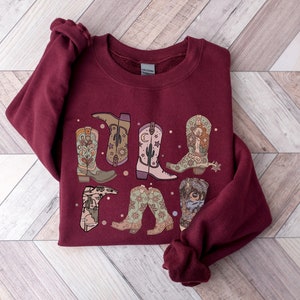 Cowgirl Boots Sweatshirt,Cowgirl Sweatshirt,Star Boot Sweatshirt, Cowgirl Sweatshirt,Western Hoodie,Cowgirl Gift,Western Country Hoodie