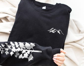 Pine Tree Sweatshirt, Mountain Sweatshirt, Nature Lover Gift, Tree Sweatshirt, Pine Tree Hoodie, Gift for Him, Hiking Gift, Gift for Her