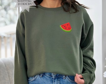 Watermelon Sweatshirt, Fruit Sweatshirt, Summer Gift, Summer Sweatshirt, Holiday Sweatshirt, Holiday Gift, Watermelon Hoodie, Gift for Her