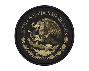 Mexican Seal Embroidered Iron-On Patch, Aztec Emblem