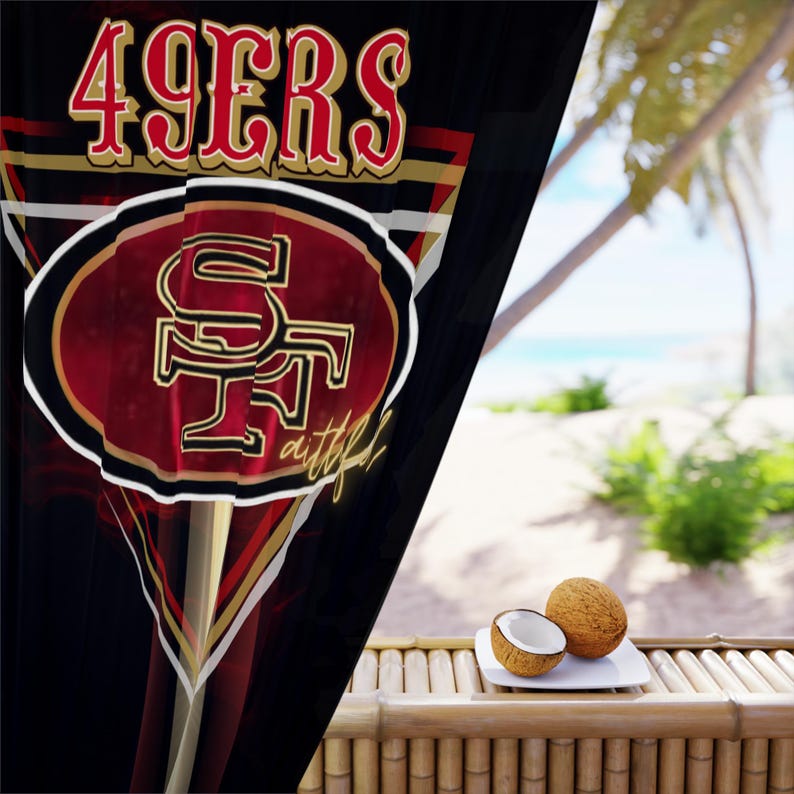 Gordijnen, San Francisco 49ers Faithful-gordijn, rood en goud kamerdecor, voetbalfan thuis, slaapkamergordijnen, decoratie sportthema afbeelding 4