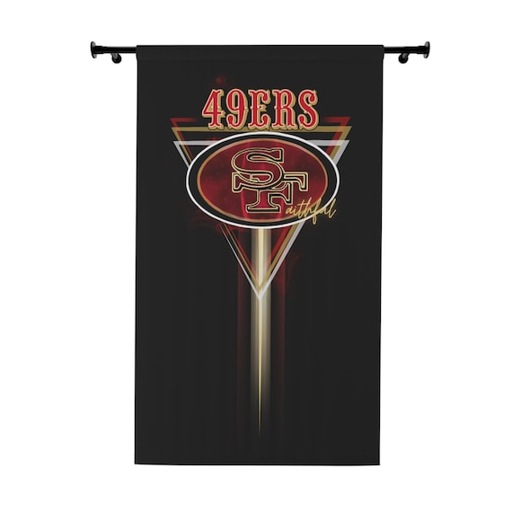 Window Curtains, San Francisco 49ers Faithful Curtain, Red and Gold Room Decor, Football Fan Home, Bedroom Drapes, Sports Theme Decoration