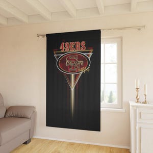 Gordijnen, San Francisco 49ers Faithful-gordijn, rood en goud kamerdecor, voetbalfan thuis, slaapkamergordijnen, decoratie sportthema afbeelding 2